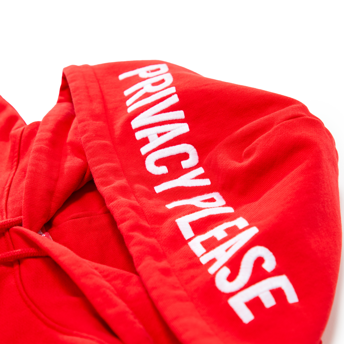 Standard Label Embroidered Privacy Please Hoodie Red – Shop The