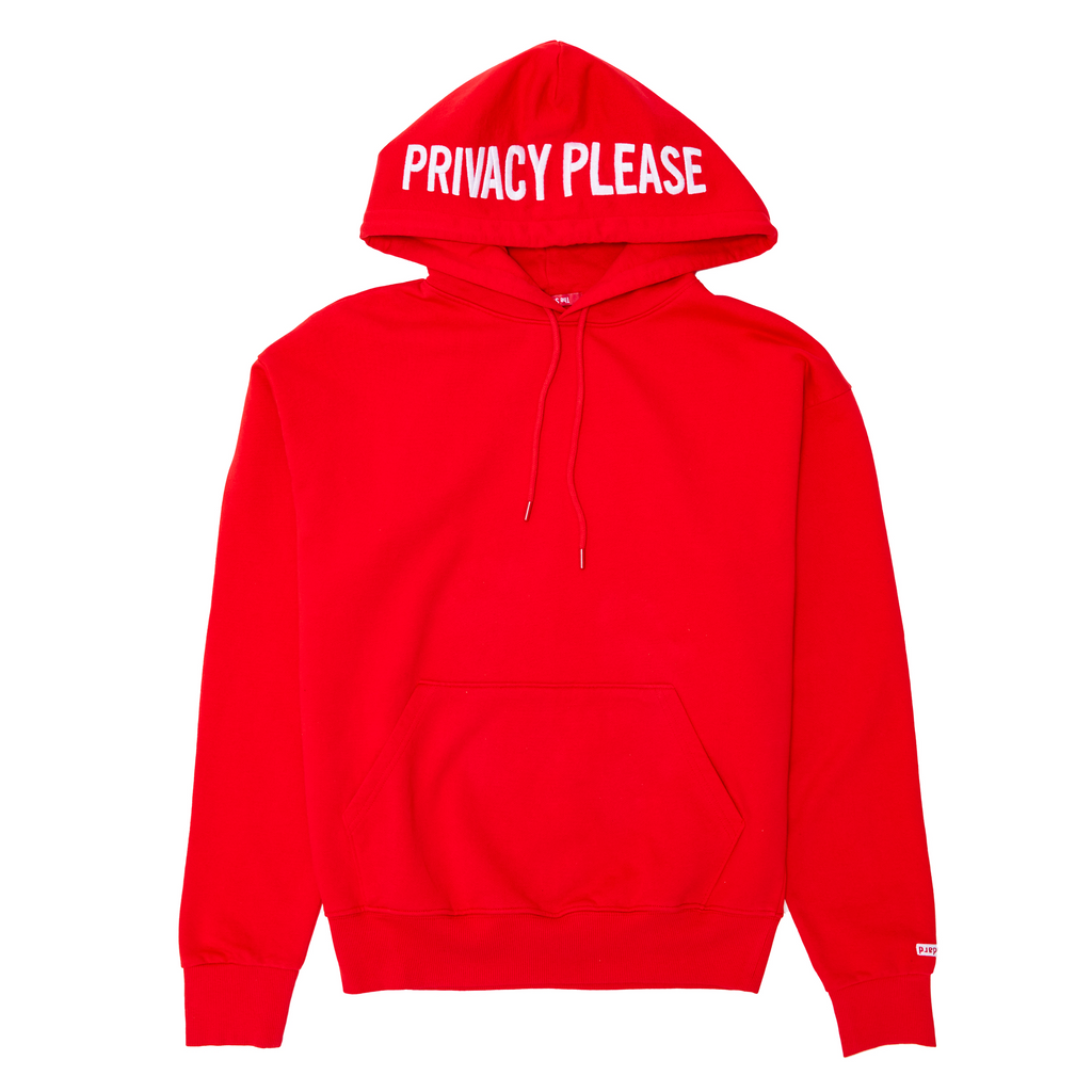 Privacy Please Embroidered Hoodie Red - Shop The Standard